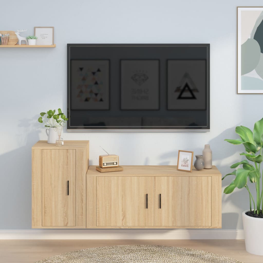 vidaXL 2-delige Tv-meubelset bewerkt hout wit