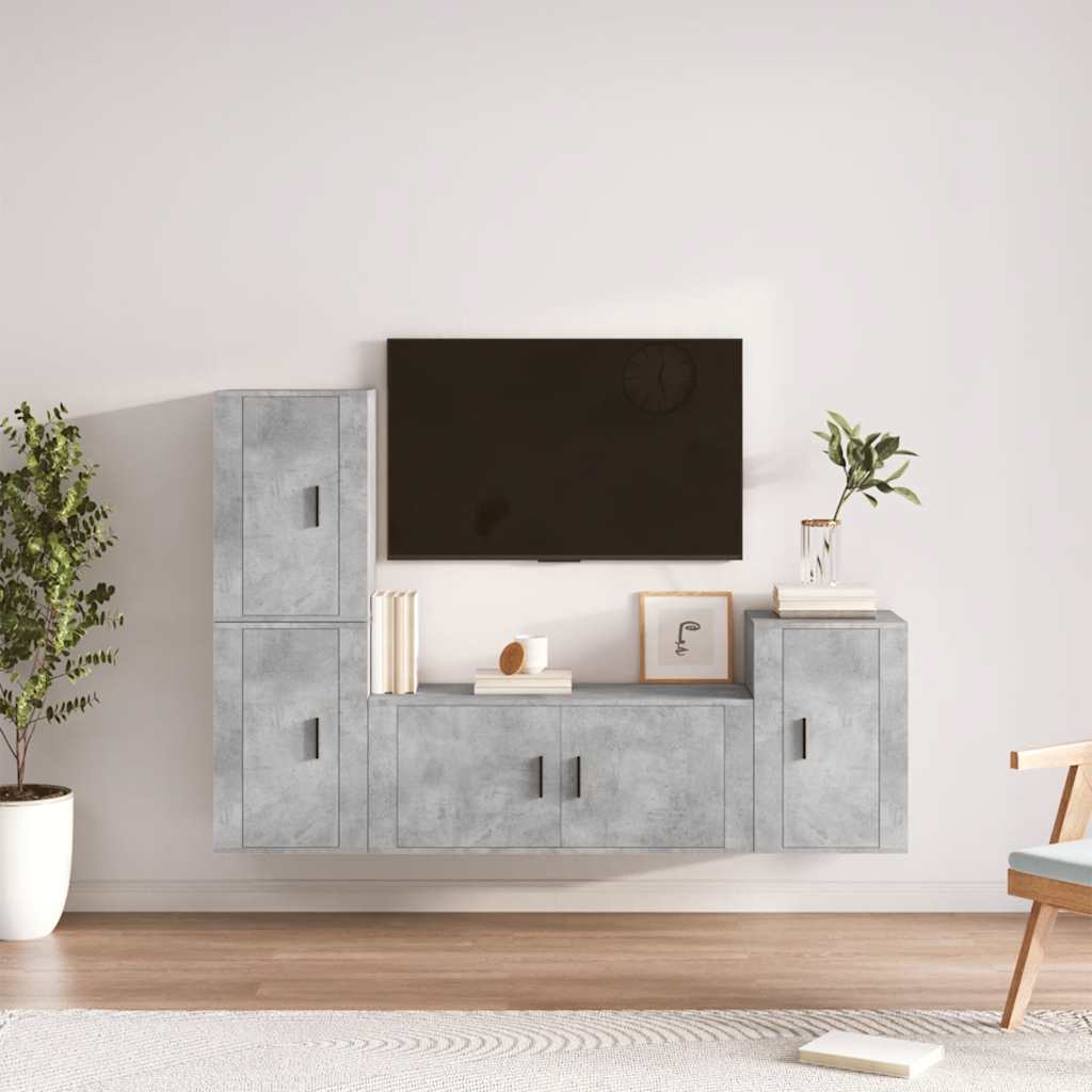 vidaXL 4-delige Tv-meubelset bewerkt hout wit
