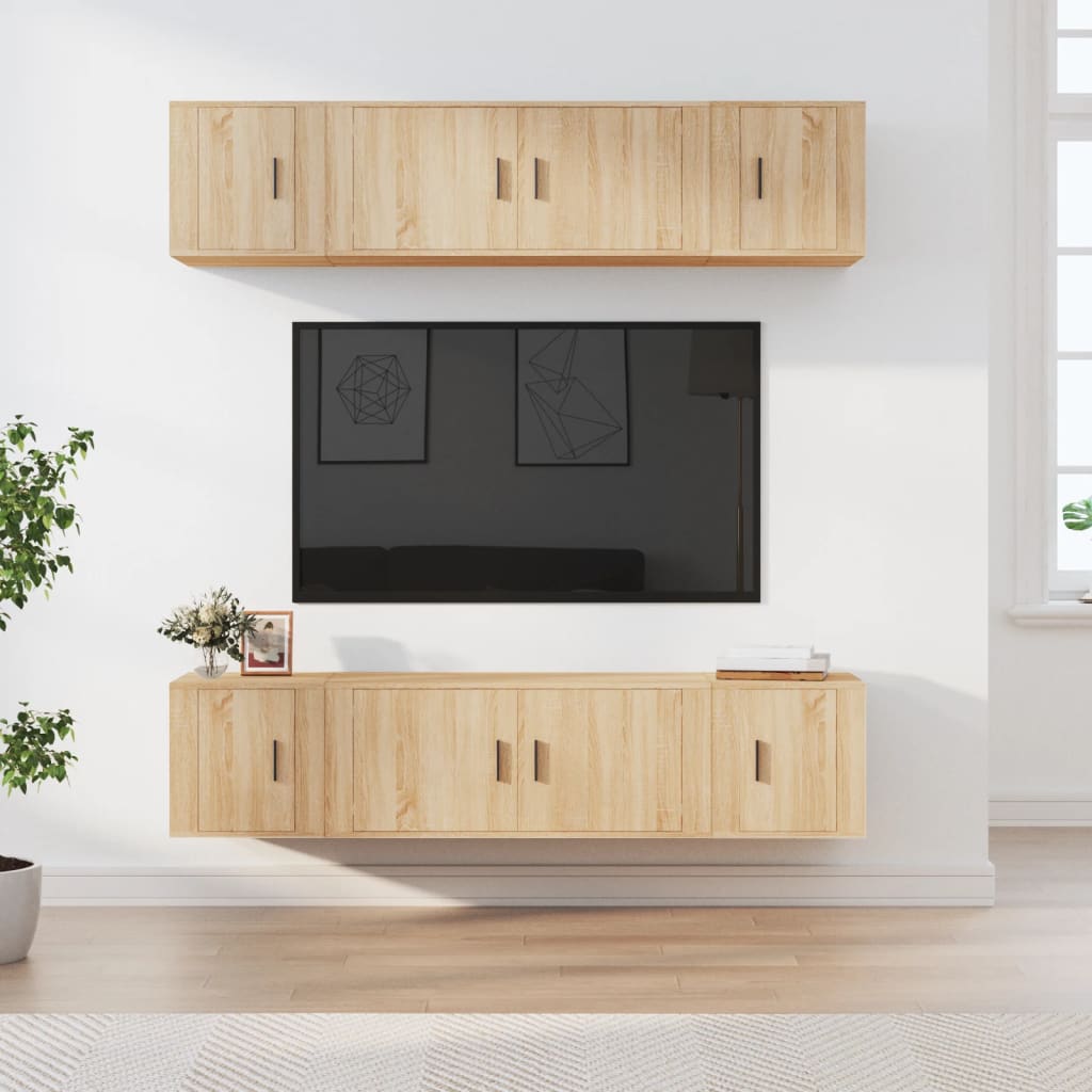 vidaXL 6-delige Tv-meubelset bewerkt hout wit