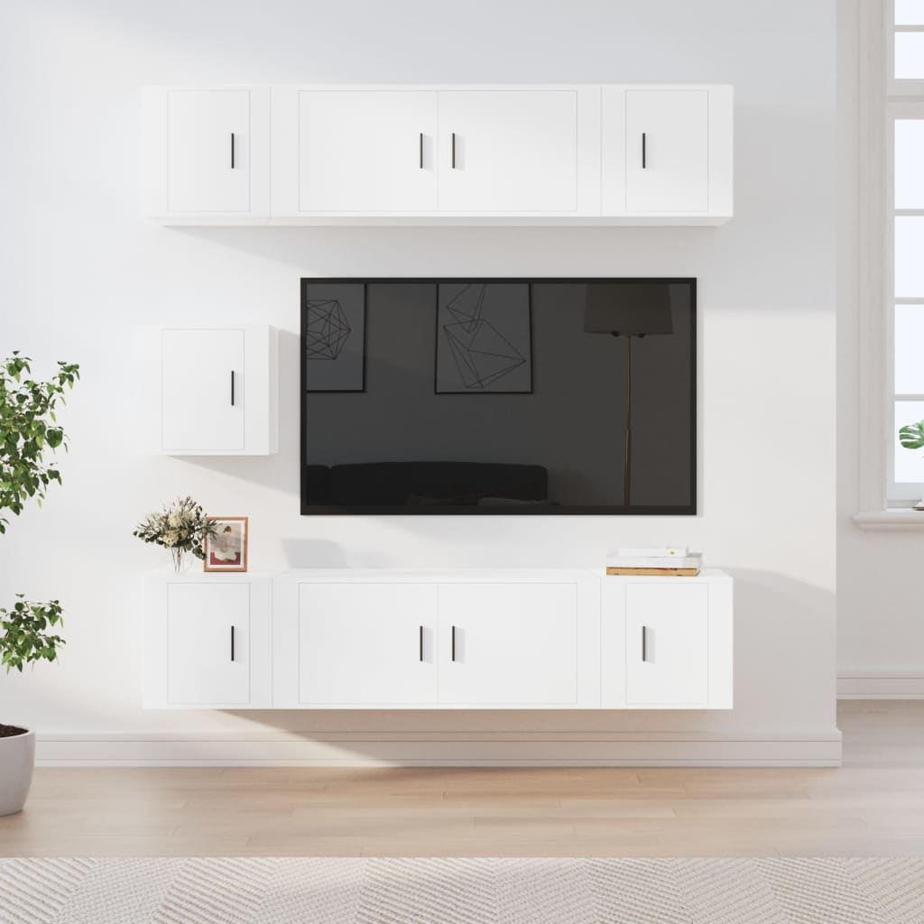 vidaXL 7-delige Tv-meubelset bewerkt hout wit