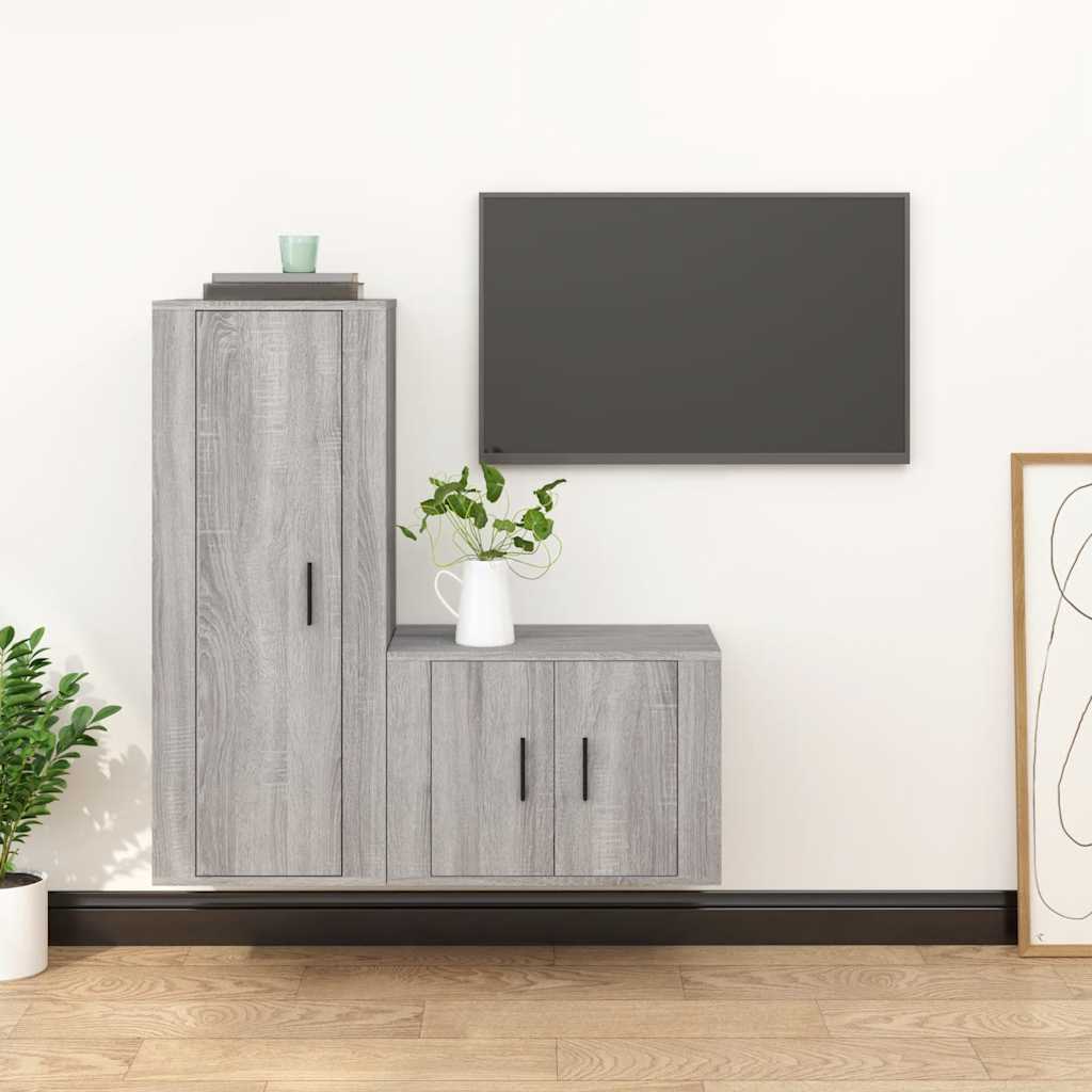 vidaXL 2-delige Tv-meubelset bewerkt hout wit