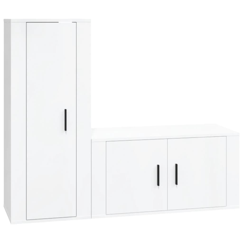 vidaXL 2-delige Tv-meubelset bewerkt hout hoogglans wit