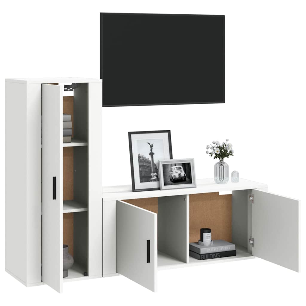 vidaXL 2-delige Tv-meubelset bewerkt hout wit