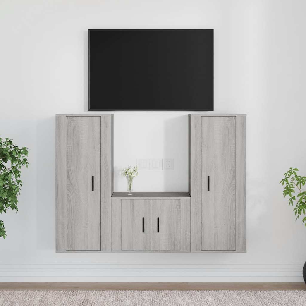vidaXL 3-delige Tv-meubelset bewerkt hout wit
