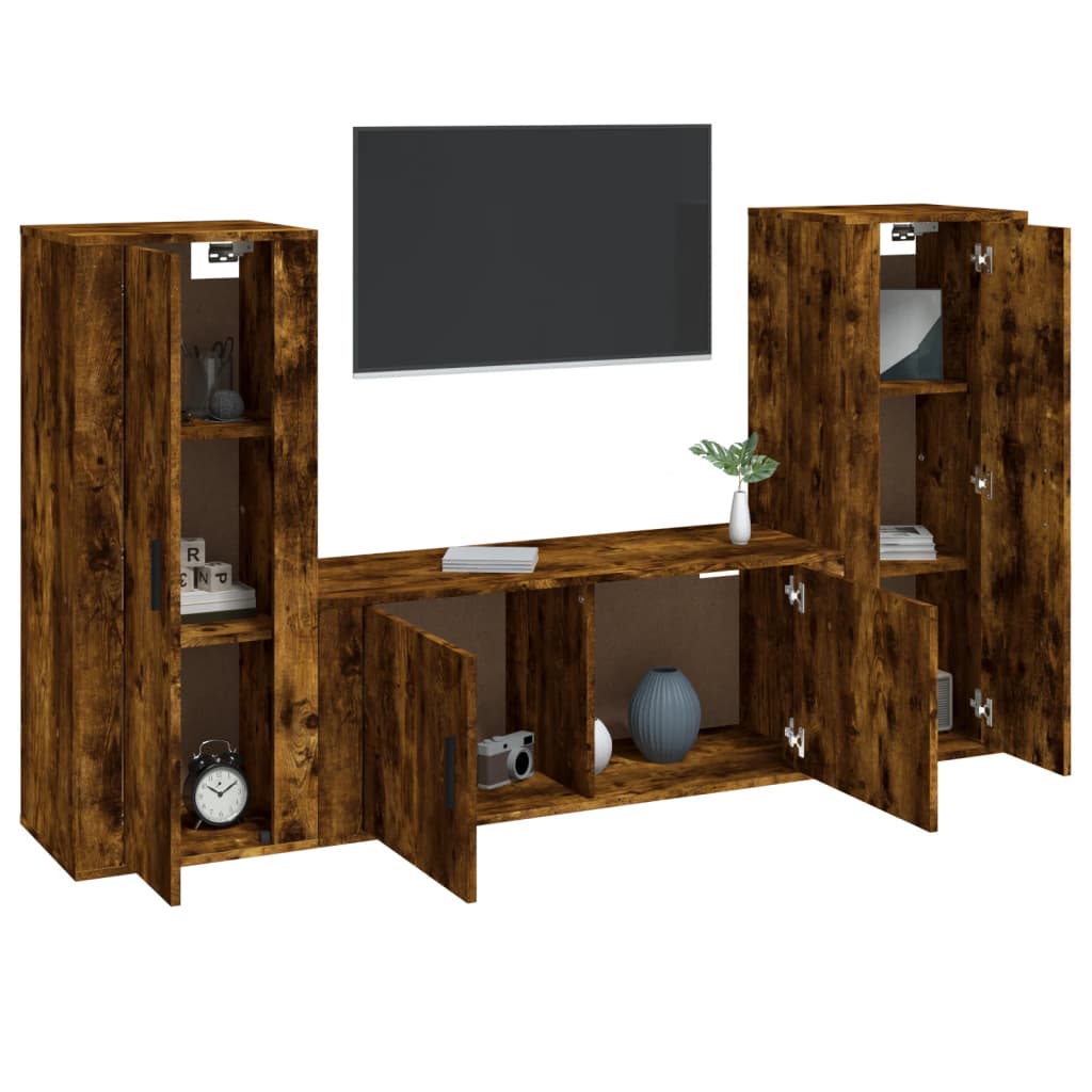vidaXL 3-delige Tv-meubelset bewerkt hout wit