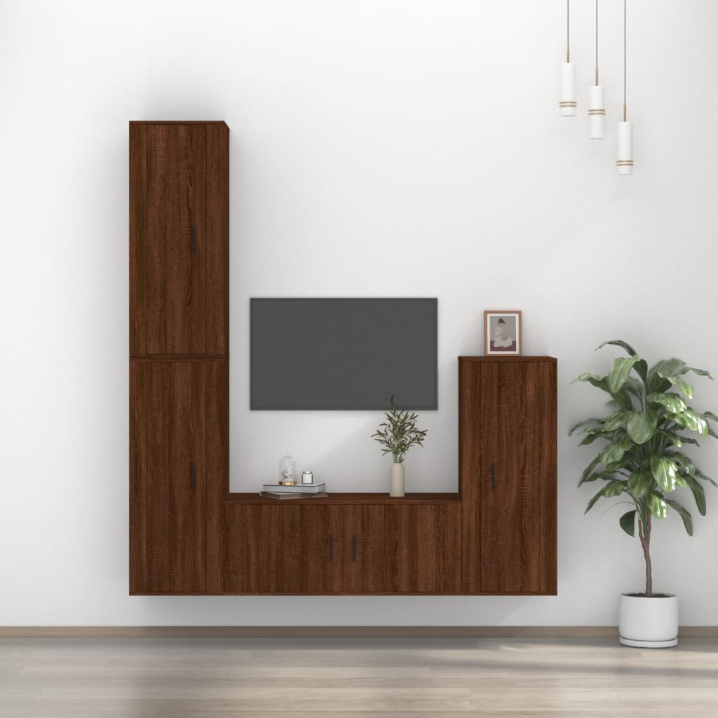 vidaXL 4-delige Tv-meubelset bewerkt hout wit