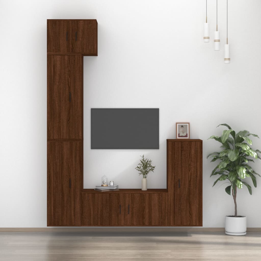 vidaXL 5-delige Tv-meubelset bewerkt hout wit