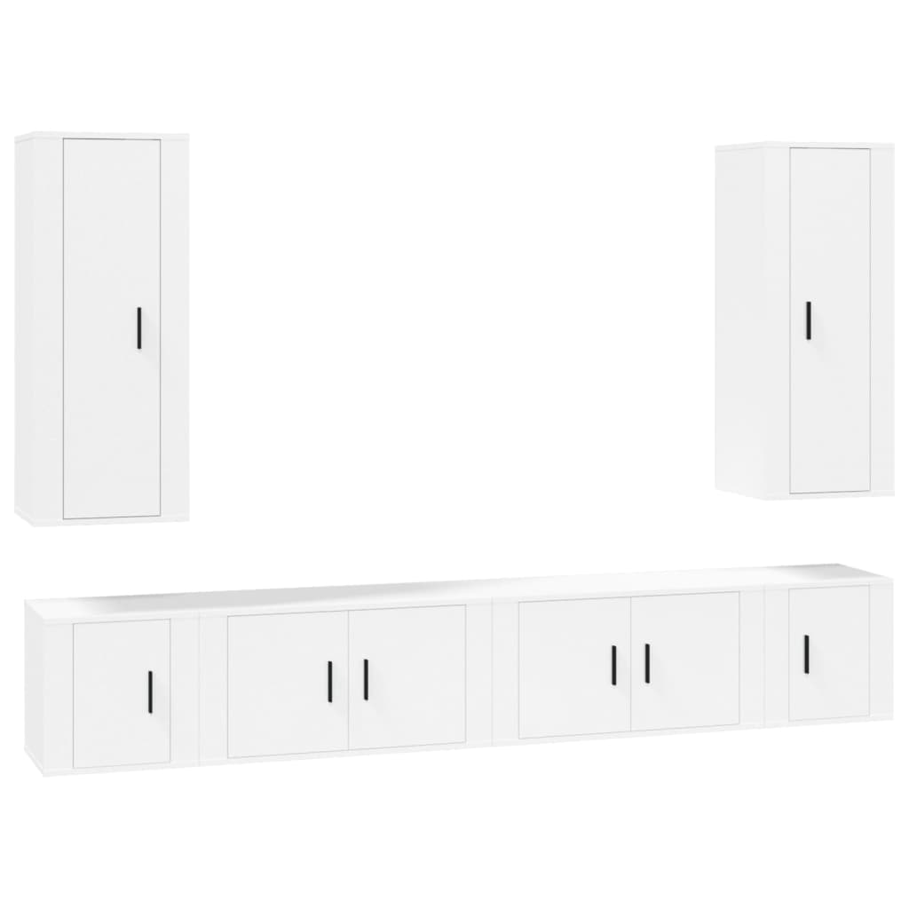 vidaXL 6-delige Tv-meubelset bewerkt hout hoogglans wit