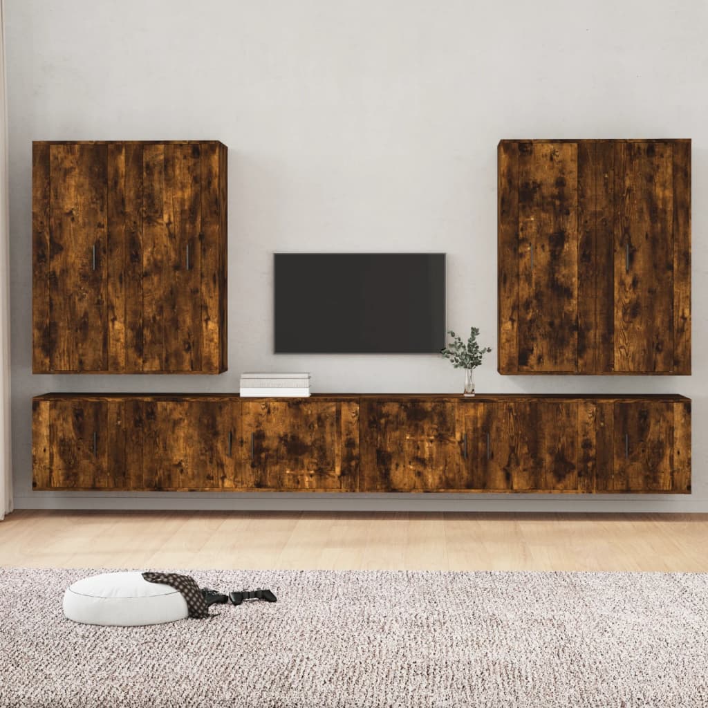 vidaXL 8-delige Tv-meubelset bewerkt hout wit