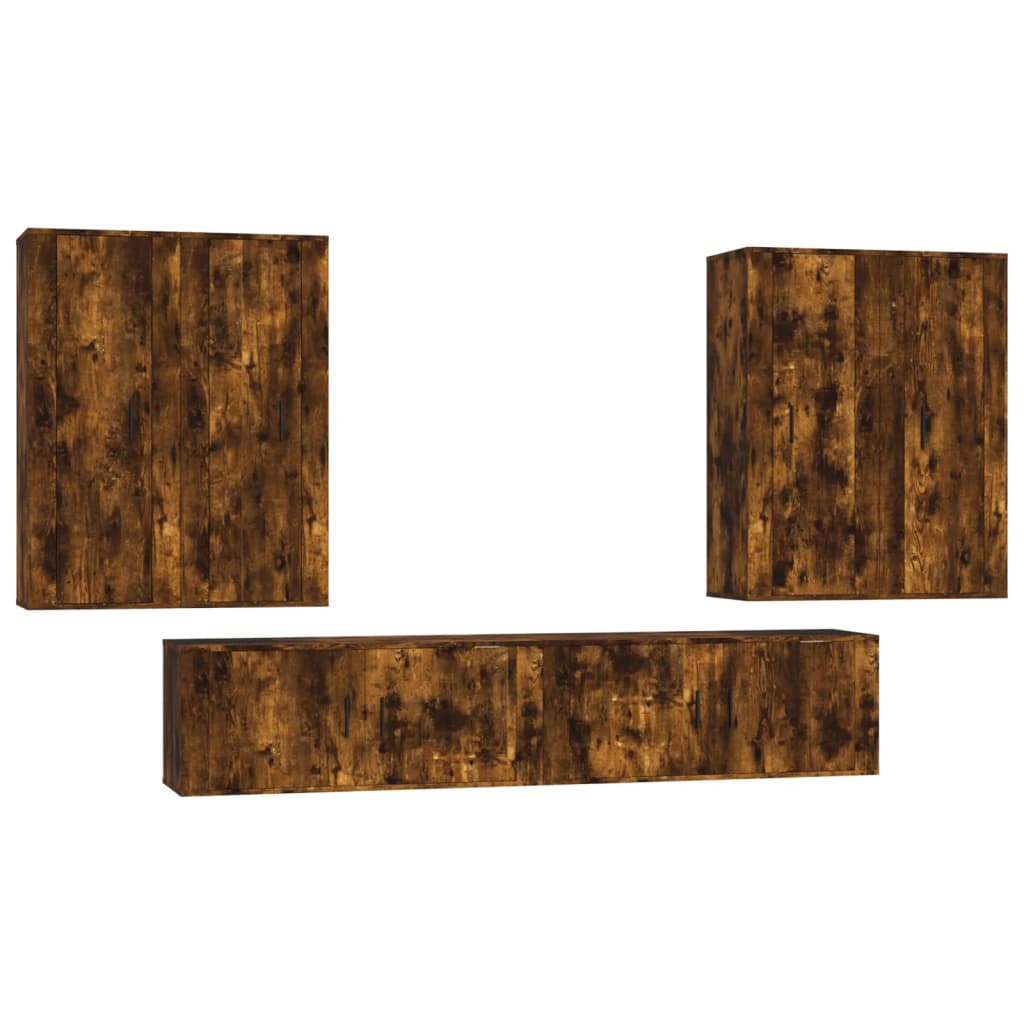 vidaXL 6-delige Tv-meubelset bewerkt hout wit