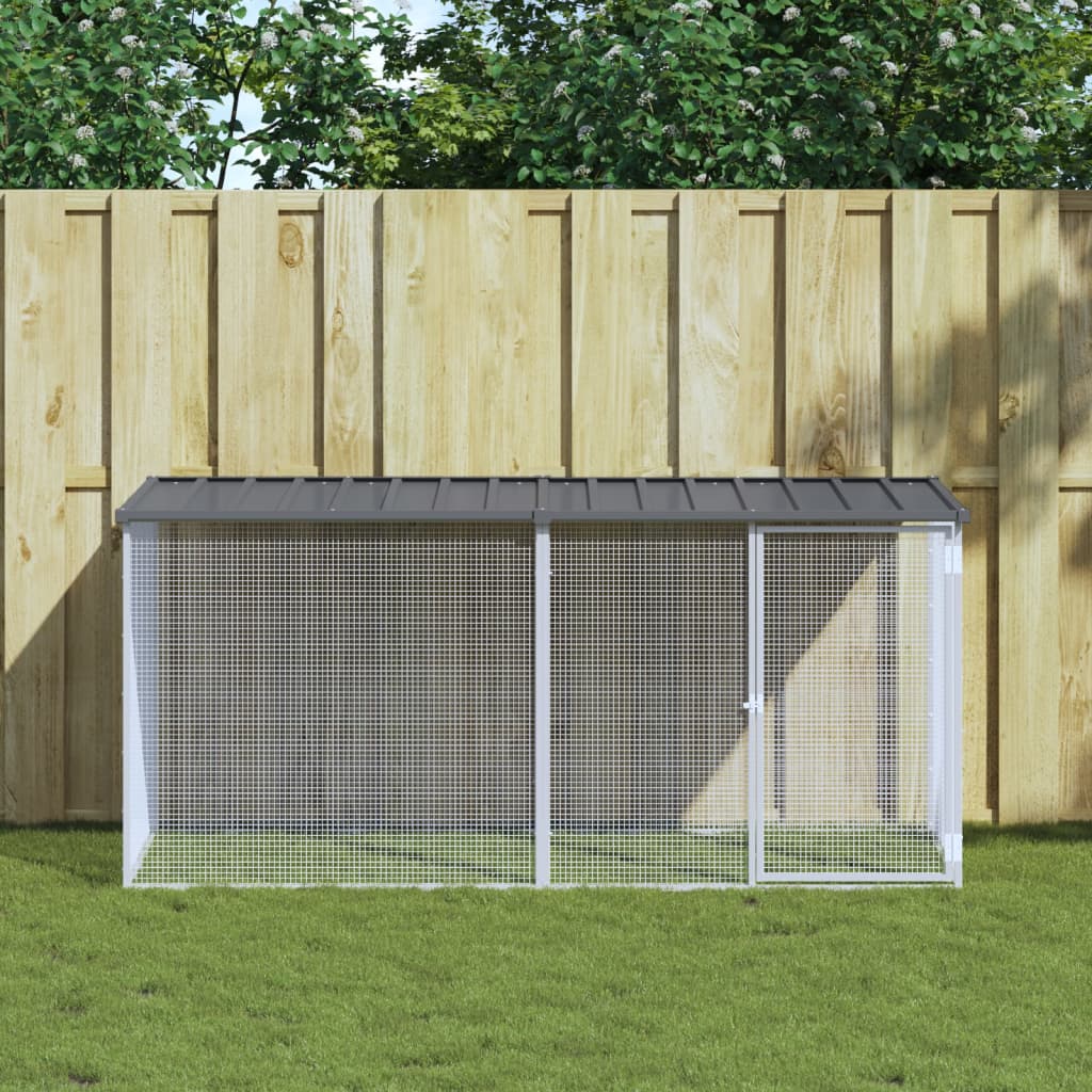 vidaXL Chicken Coop with Roof Anthracite 203x98x90 cm Galvanized Steel