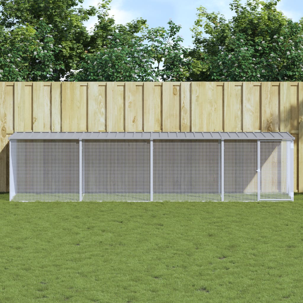 vidaXL Chicken Coop with Roof Anthracite 203x98x90 cm Galvanized Steel