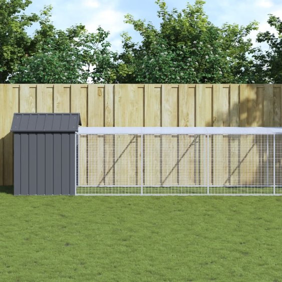 vidaXL Kippenhok met ren antraciet 117x201x123 cm gegalvaniseerd staal