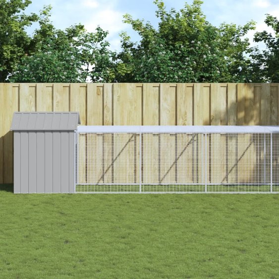 vidaXL Kippenhok met ren antraciet 117x201x123 cm gegalvaniseerd staal
