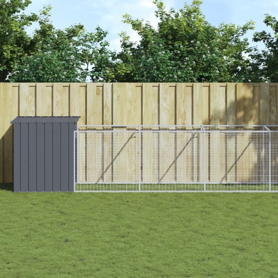 vidaXL Hondenhok met dak 110x201x110 cm gegalvaniseerd staal antraciet