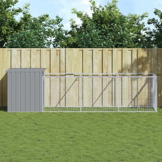 vidaXL Hondenhok met dak 110x201x110 cm gegalvaniseerd staal antraciet