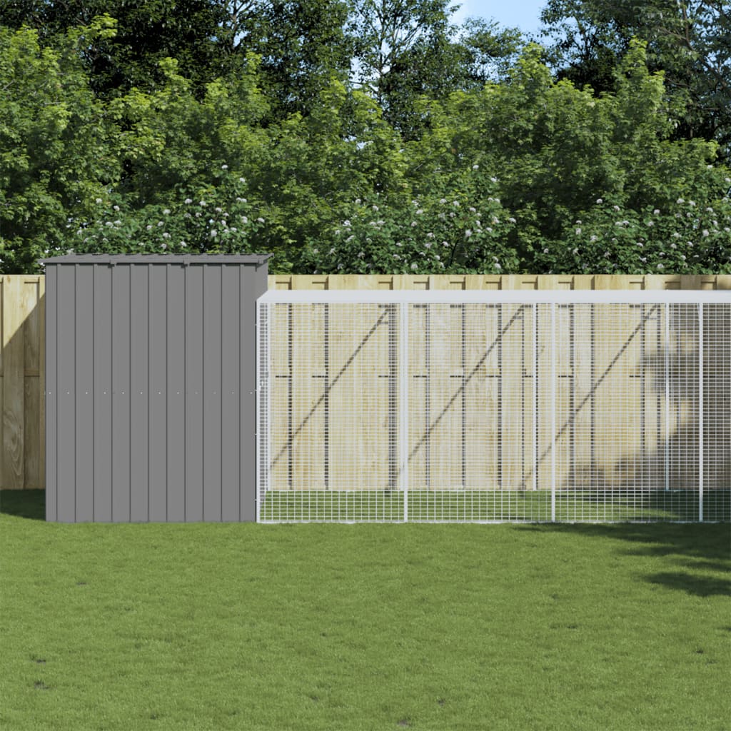 vidaXL Hondenhok avec ren 214x253x181 cm acier galvanisé antraciet