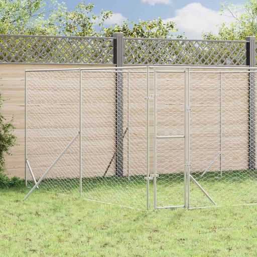 vidaXL Outdoor Dog Kennel 2x2x2 m Galvanized Steel Silver