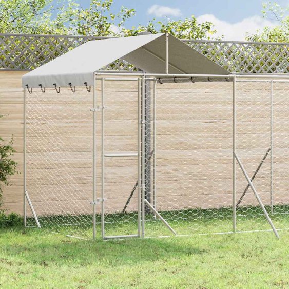 vidaXL Dog Kennel with Roof 2x2x2.5 m Galvanized Steel Silver