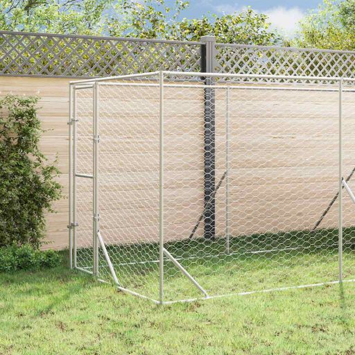 vidaXL Hondenkennel met dak 2x2x2,5 m gegalvaniseerd staal zilver
