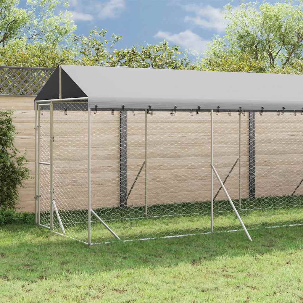 vidaXL Hondenkennel met dak 2x6x2,5 m gegalvaniseerd staal zilverkleur