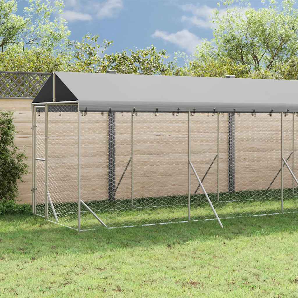 vidaXL Hondenkennel met dak 2x6x2,5 m gegalvaniseerd staal zilverkleur