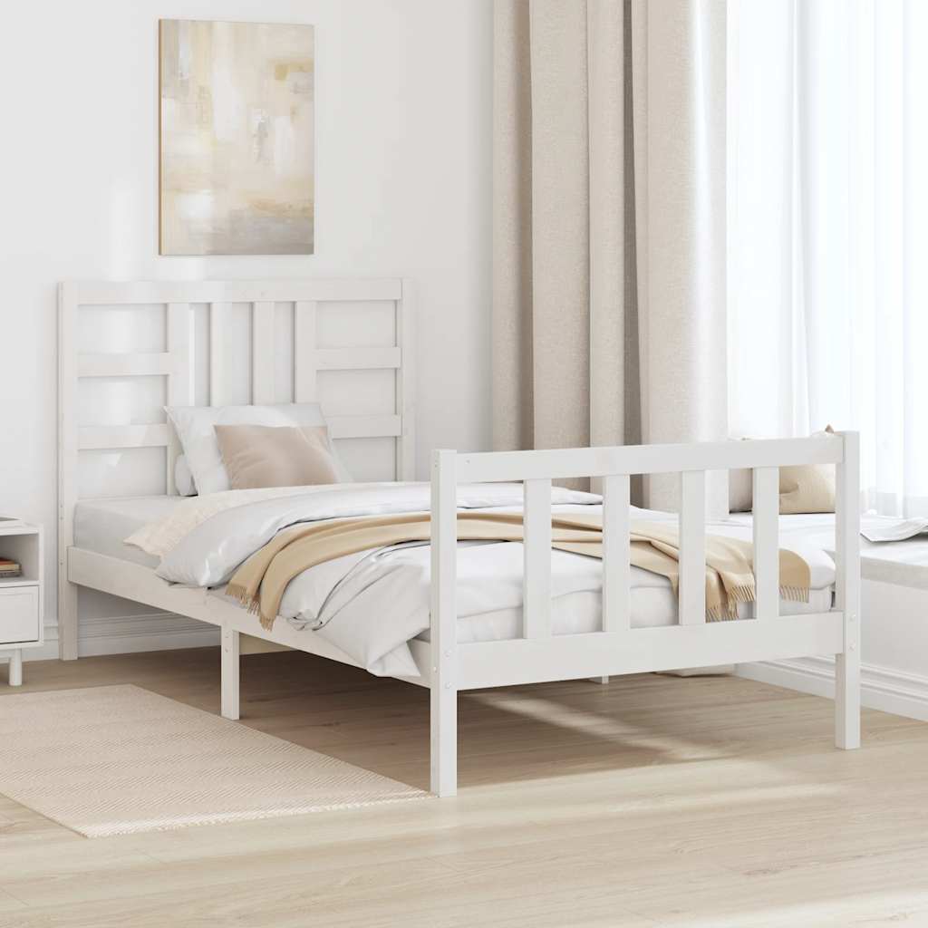 vidaXL Bedframe met hoofdbord massief hout zwart
