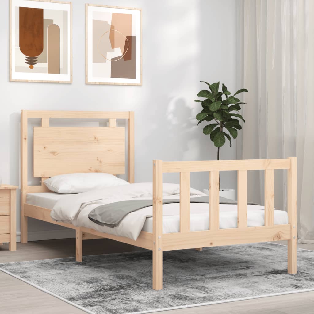 vidaXL Bedframe met hoofdbord massief hout zwart
