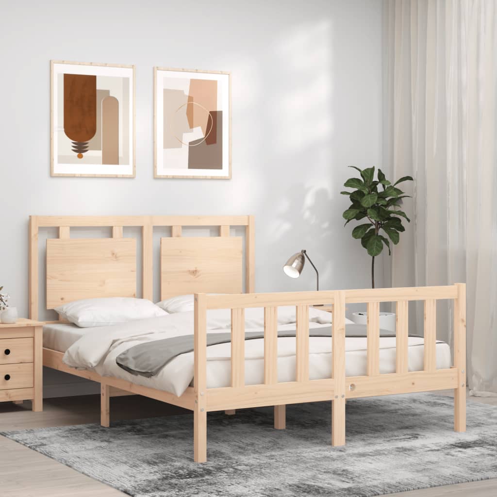 vidaXL Bedframe met hoofdbord massief hout zwart