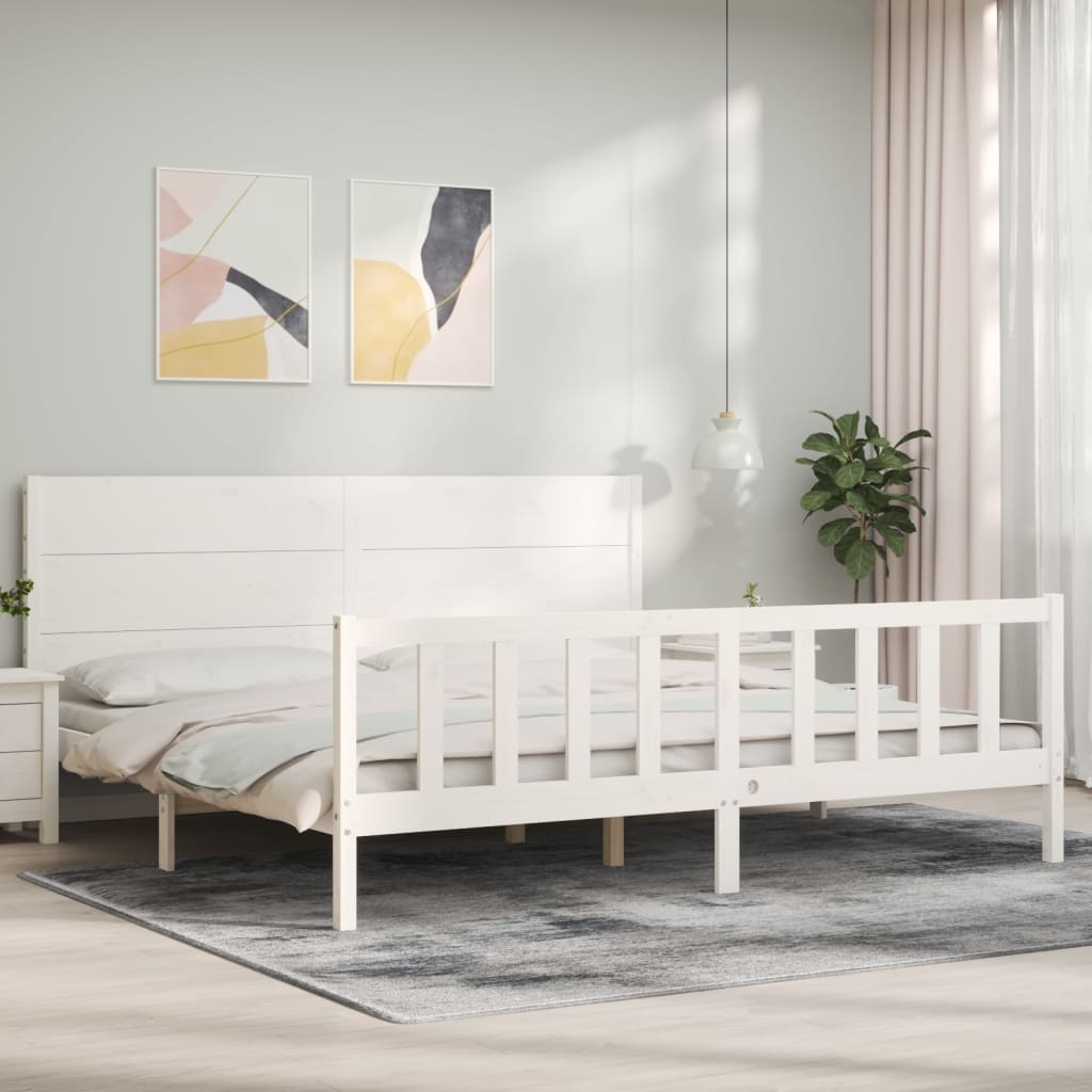vidaXL Bedframe met hoofdbord massief hout