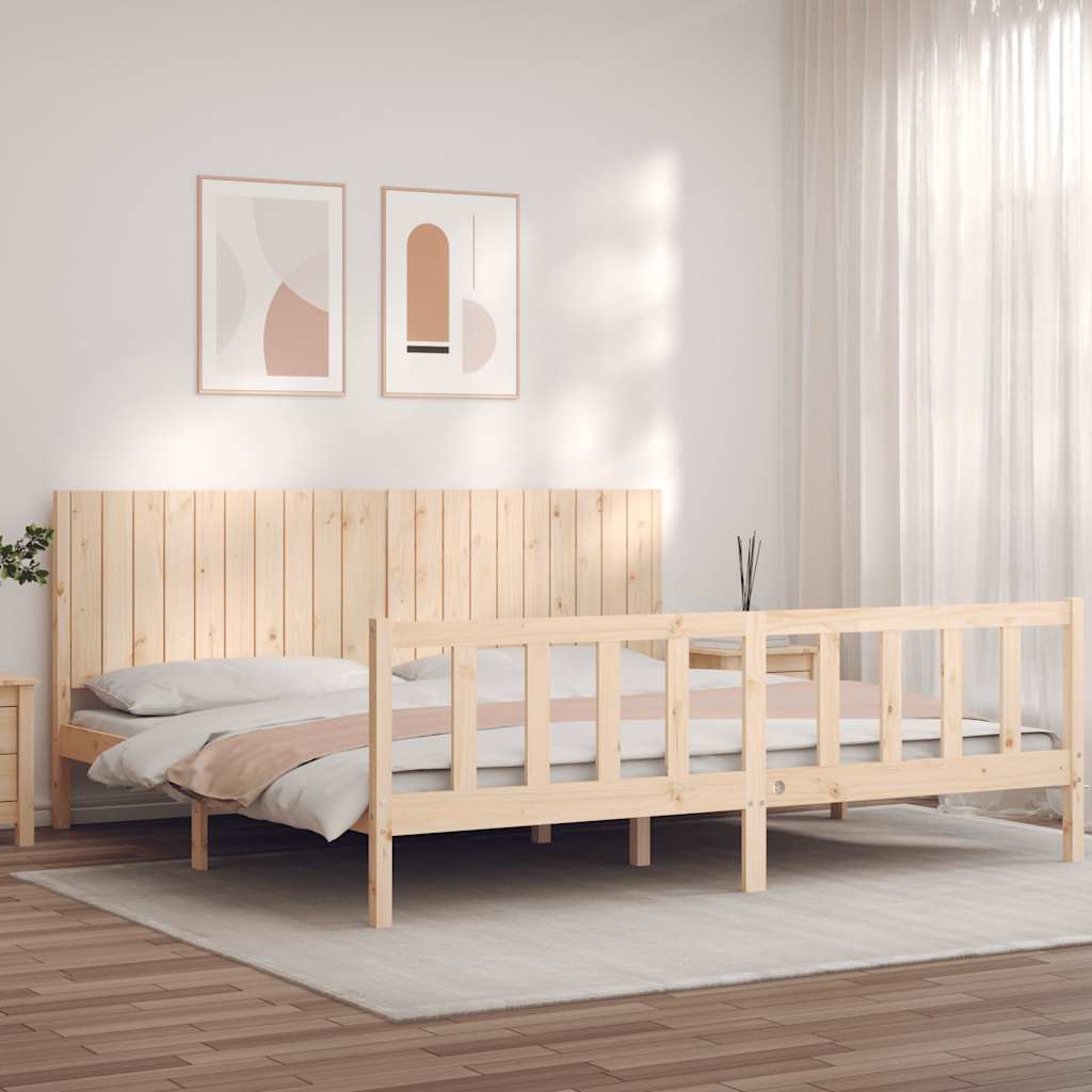 vidaXL Bed Frame with Headboard Solid Wood