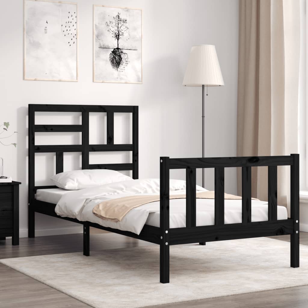 vidaXL Bed Frame with Headboard Solid Wood