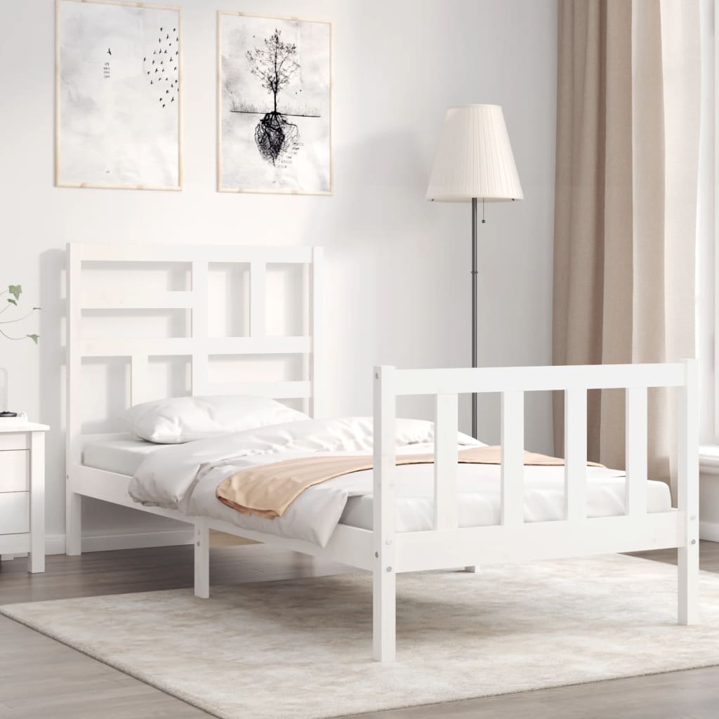 vidaXL Bed Frame with Headboard Solid Wood