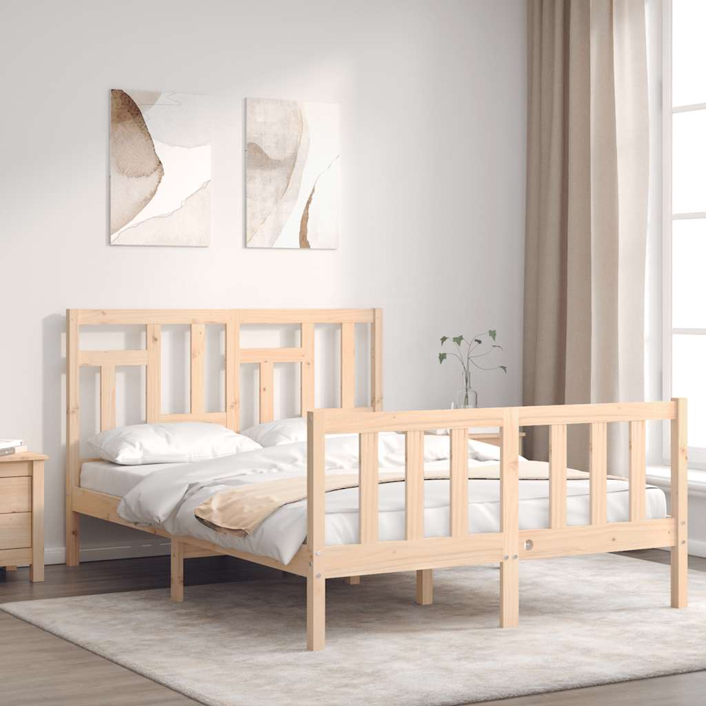 vidaXL Bedframe met hoofdbord massief hout zwart