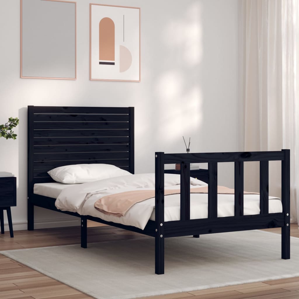 vidaXL Bed Frame with Headboard Solid Wood