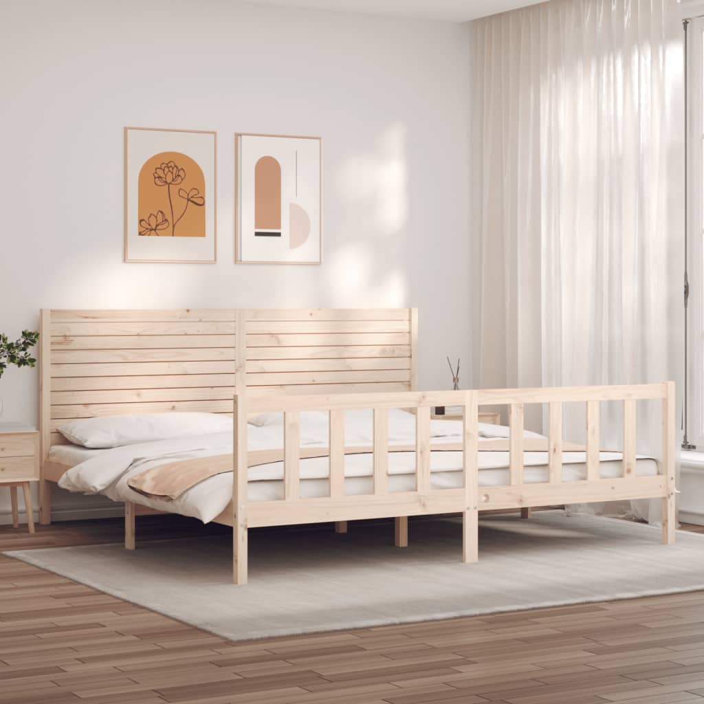 vidaXL Bed Frame with Headboard Solid Wood