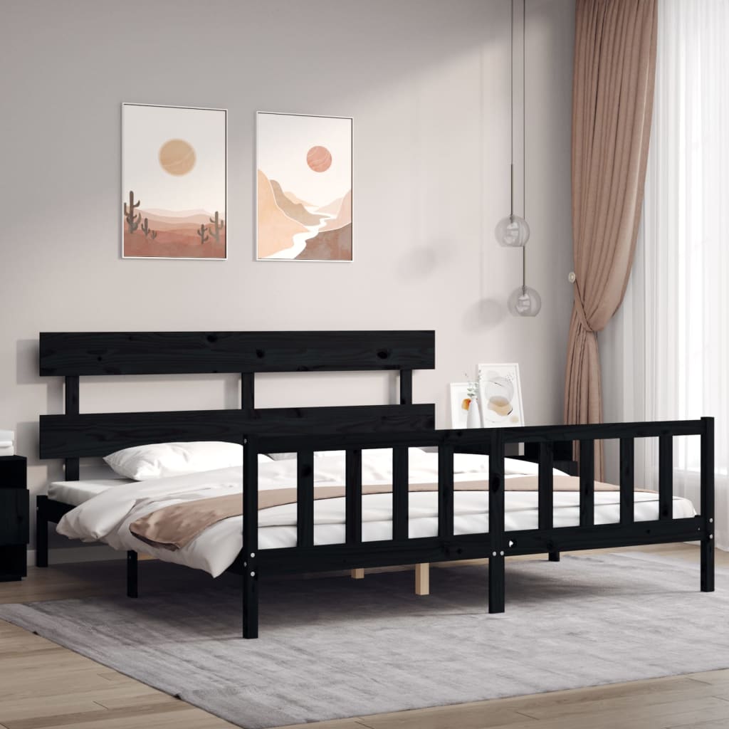vidaXL Bedframe met hoofdbord massief hout