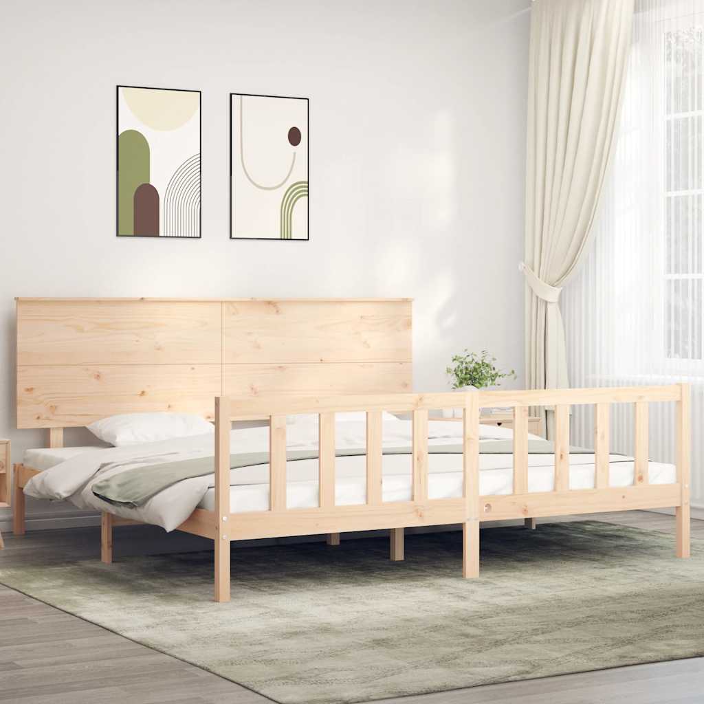 vidaXL Bedframe met hoofdbord massief hout wit