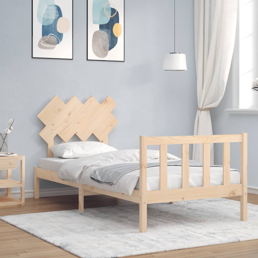 vidaXL Bedframe met hoofdbord massief hout zwart