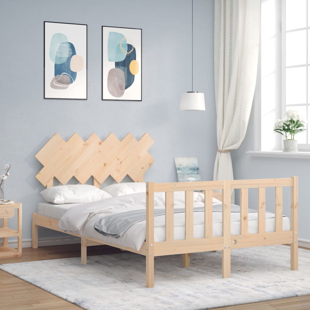 vidaXL Bedframe met hoofdbord massief hout zwart