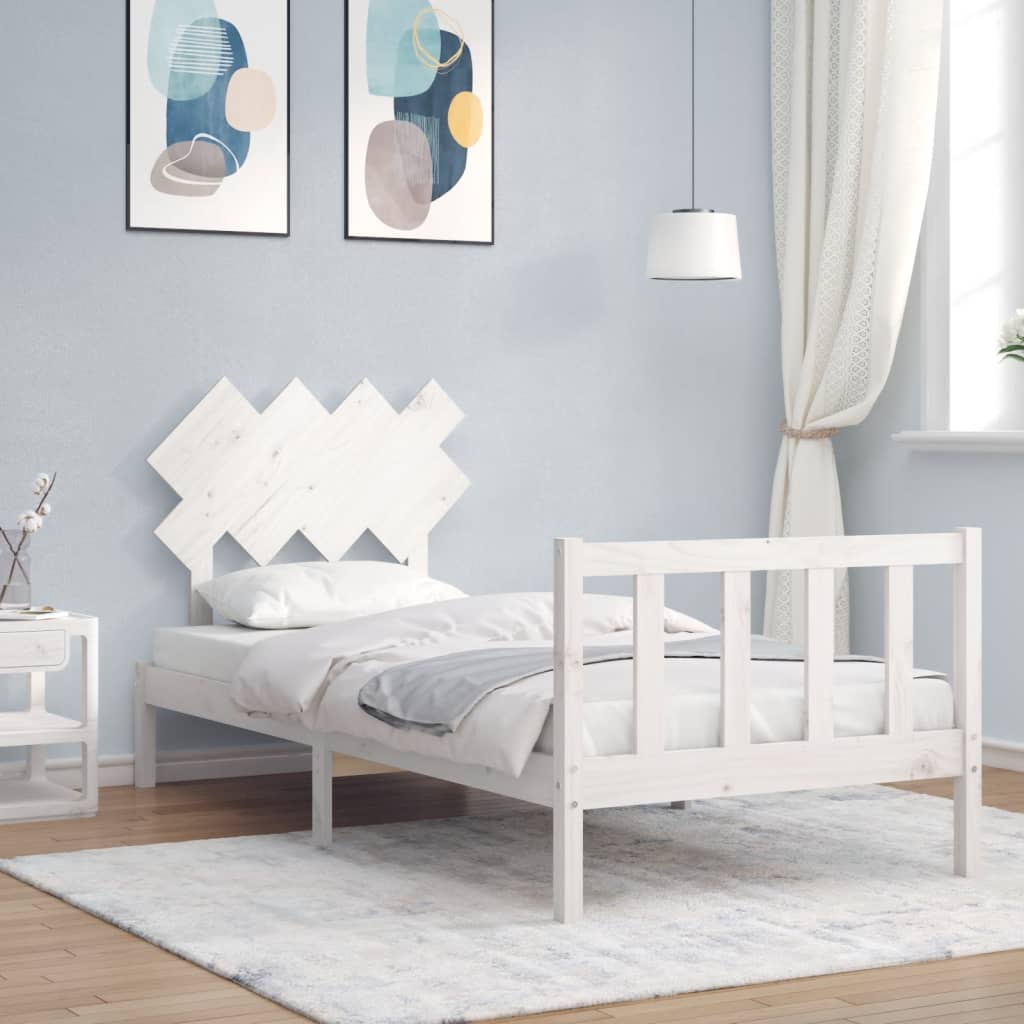 vidaXL Bedframe met hoofdbord massief hout zwart