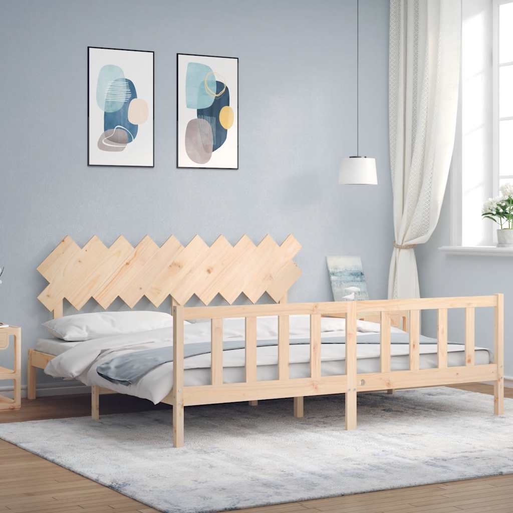 vidaXL Bedframe met hoofdbord massief hout zwart