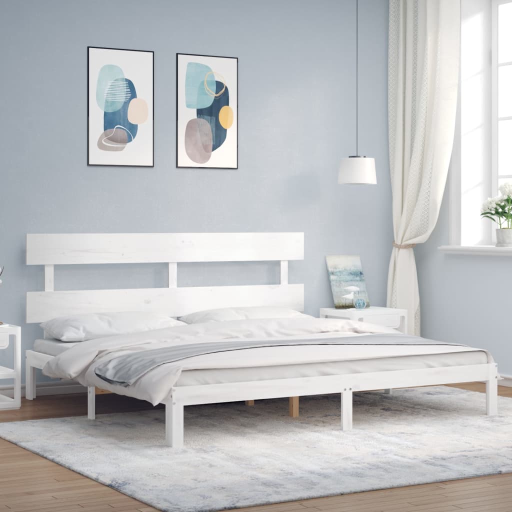 vidaXL Bedframe met hoofdbord massief hout