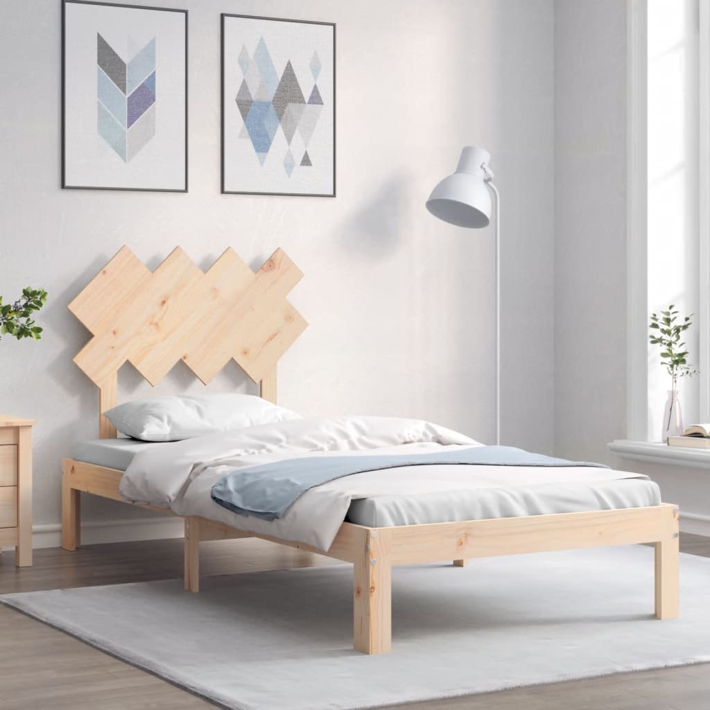 vidaXL Bed Frame with Headboard Solid Wood