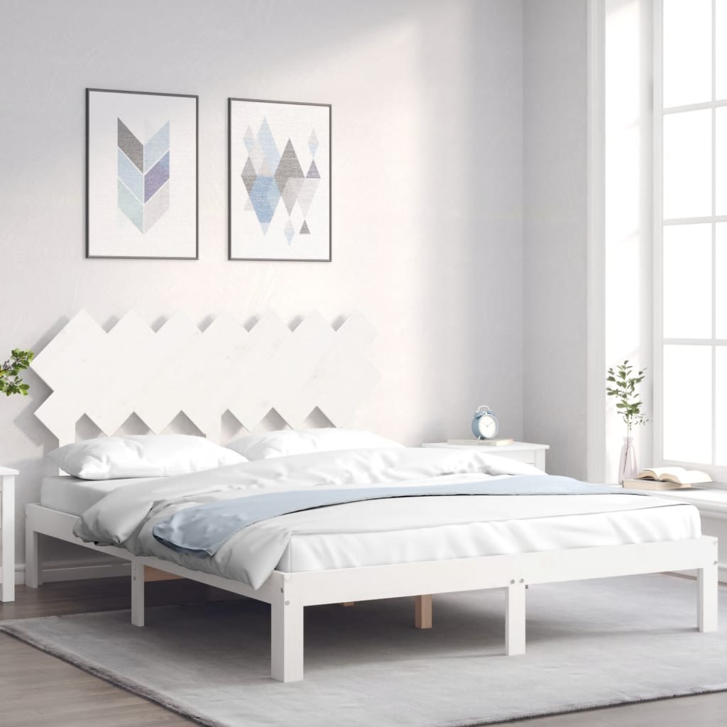 vidaXL Bed Frame with Headboard Solid Wood
