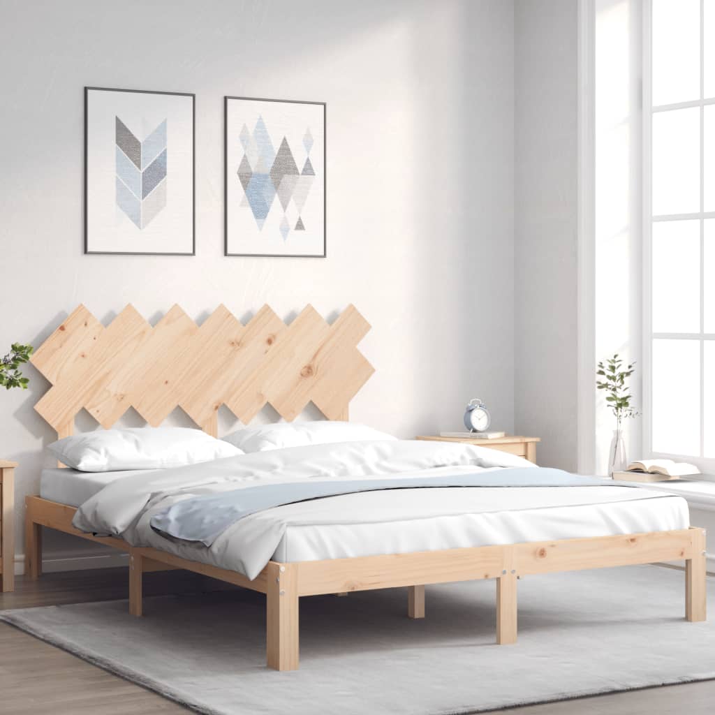 vidaXL Bed Frame with Headboard Solid Wood