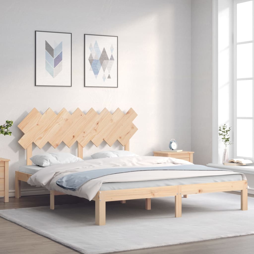 vidaXL Bed Frame with Headboard Solid Wood