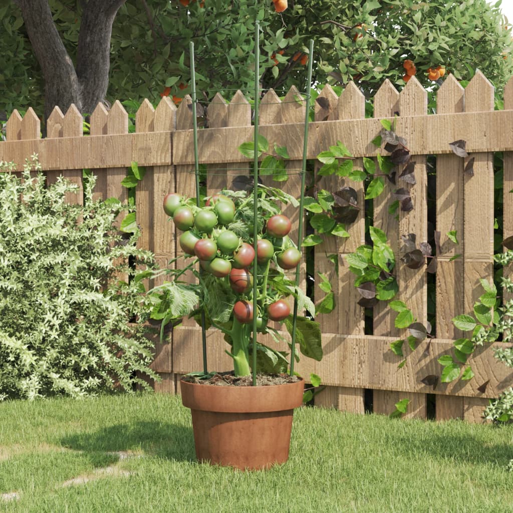 vidaXL Plantensteunen 5 st met 3 ringen 45 cm staal groen
