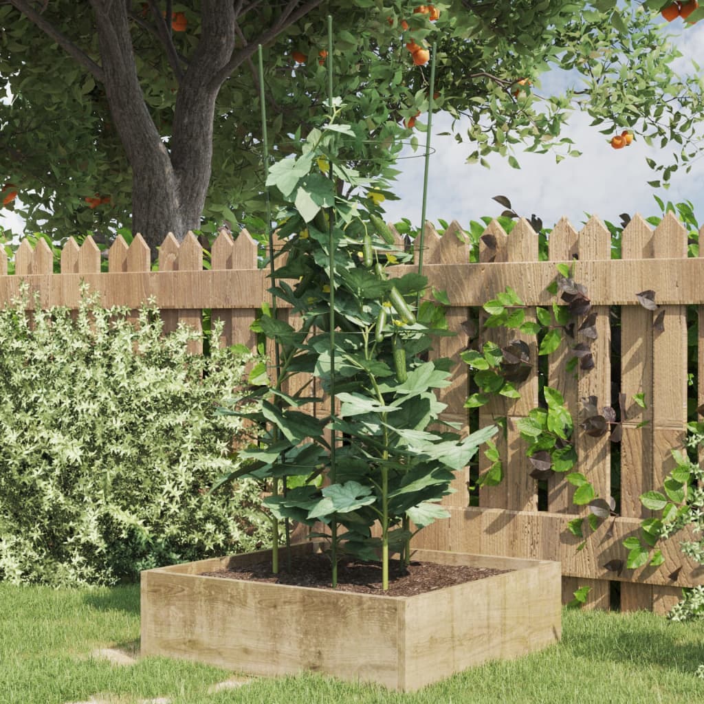 vidaXL Plantensteunen 5 st met 3 ringen 45 cm staal groen