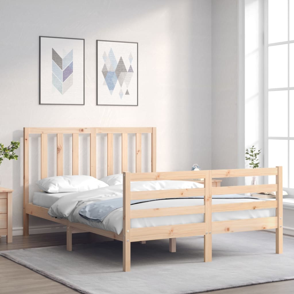 vidaXL Bed Frame with Headboard Solid Wood